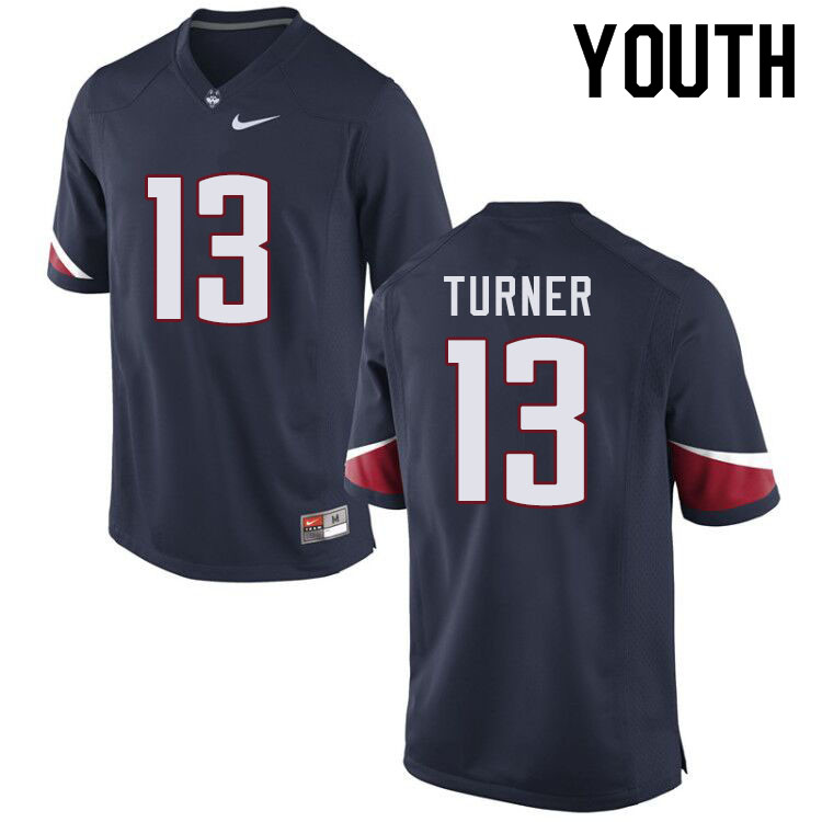 Youth #13 Messiah Turner Uconn Huskies College Football Jerseys Sale-Navy
